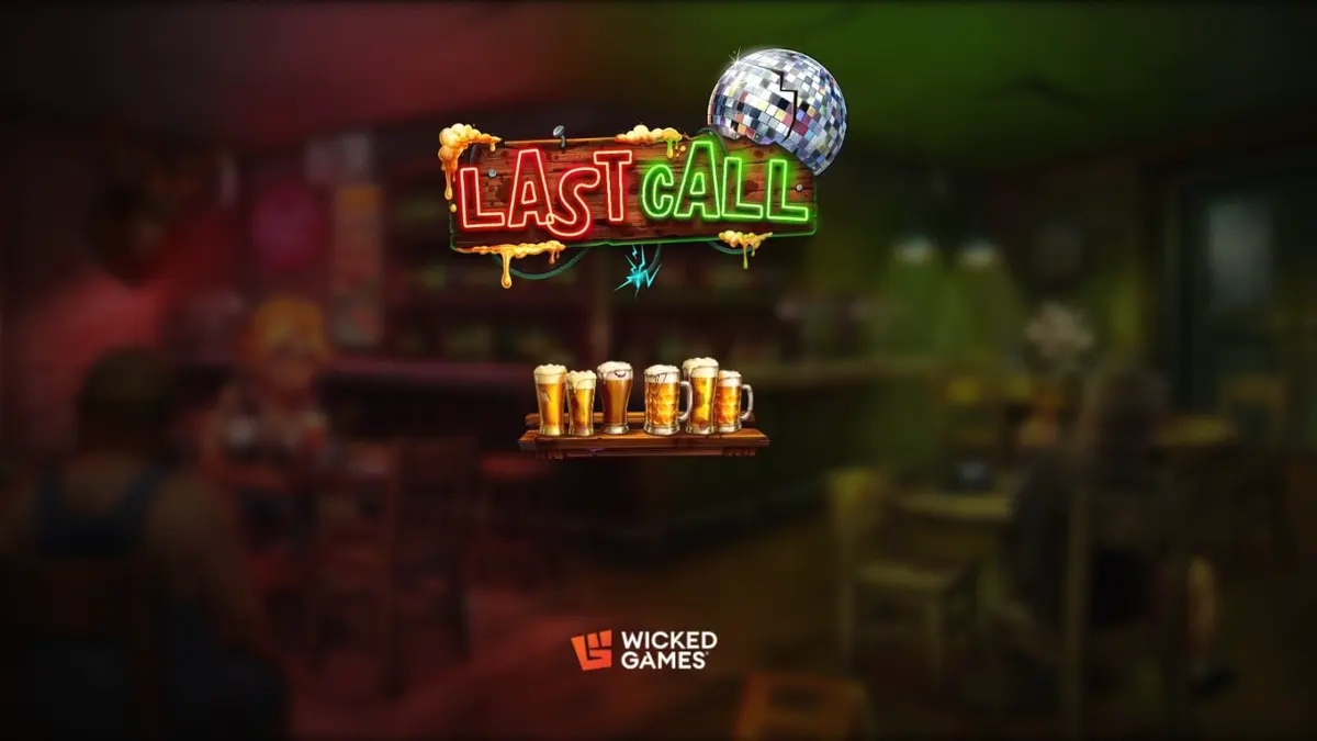Interface do jogo de slot Last Call com temática de bar decadente e neon