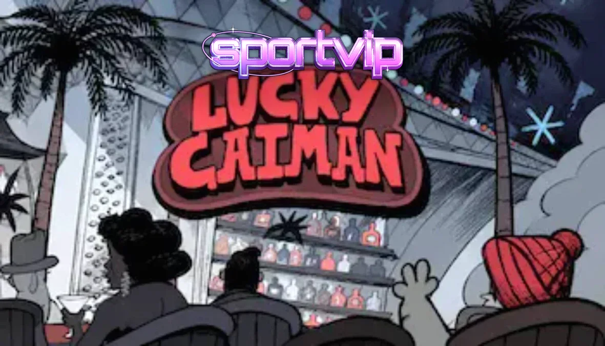 O caçador de terno vermelho em um salão noir estilizado no slot Lucky Caiman
